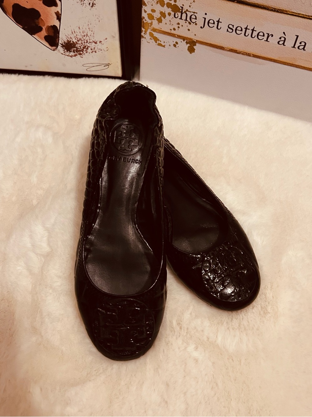 Tory Burch 100% genuine patent leather reva flats Size 5.5